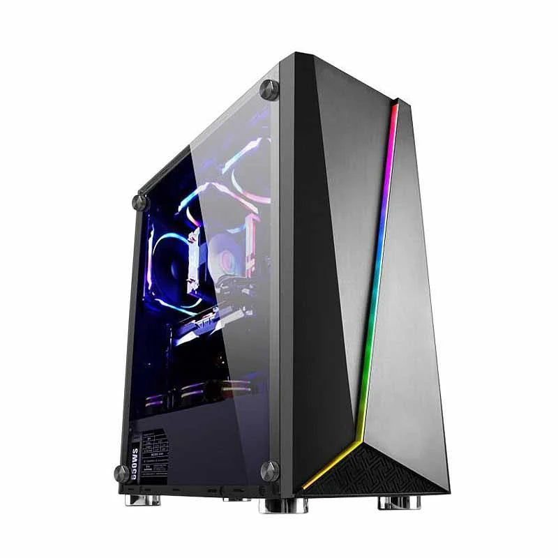 ATX Mid Tower PC Case with Tempered Glass Side and RGB Front A60740