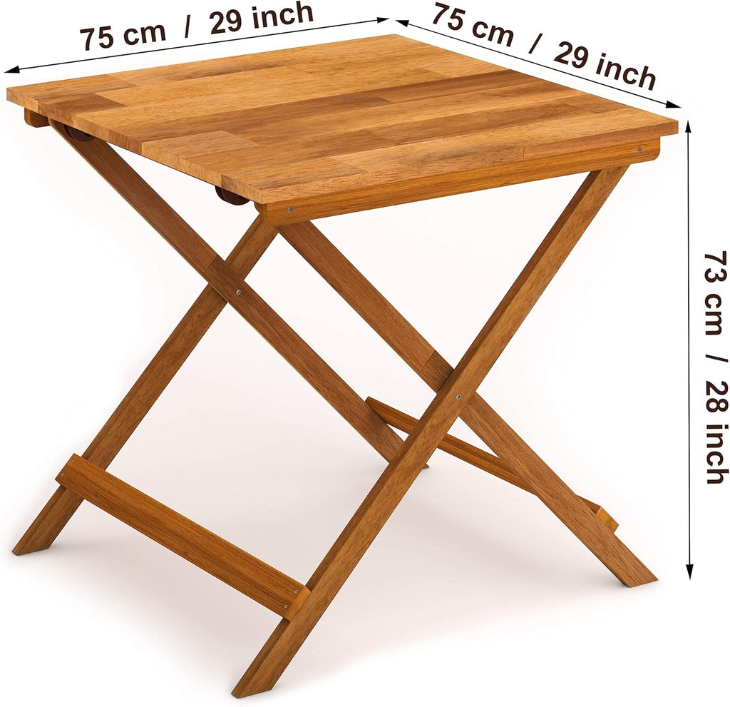 Wood Folding Indoor Outdoor Table for Balcony Garden Patio J477036