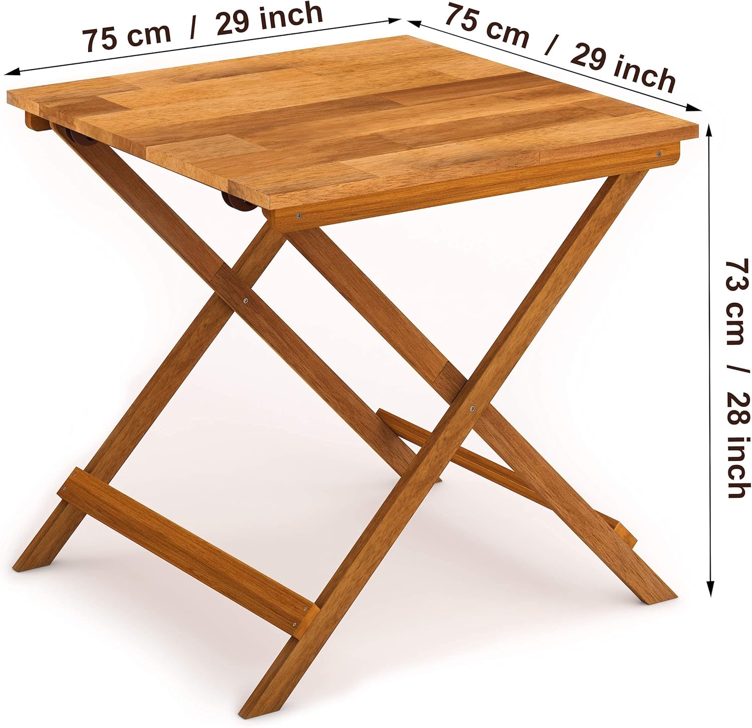 Wood Folding Indoor Outdoor Table for Balcony Garden Patio J477036