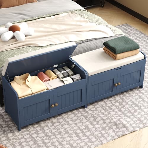 Shoe Storage Bench with Lift Top and Cushioned Seat I741