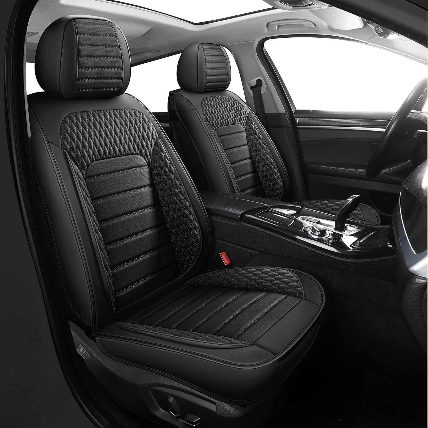 Universal Car Seat Covers Faux Leather Full Set Front Only Grey D827
