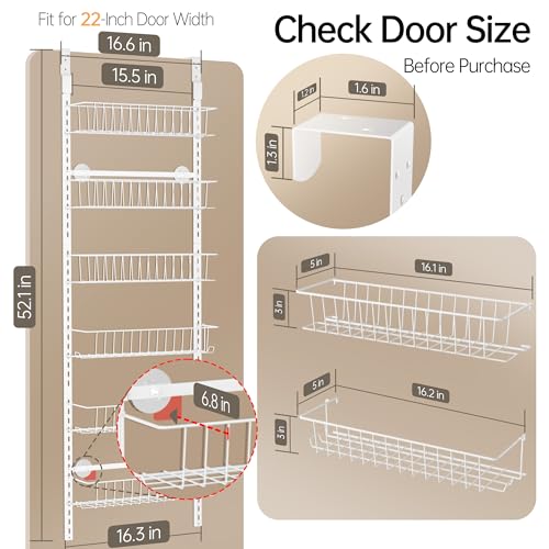 Over the Door Pantry Organizer, 6-Tier Metal Storage Rack, White G871