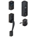 Schlage Camelot Aged Bronze Connect Z-Wave Plus Smart Deadbolt and Camelot Handleset with Accent Lever with Camelot Trim 062931