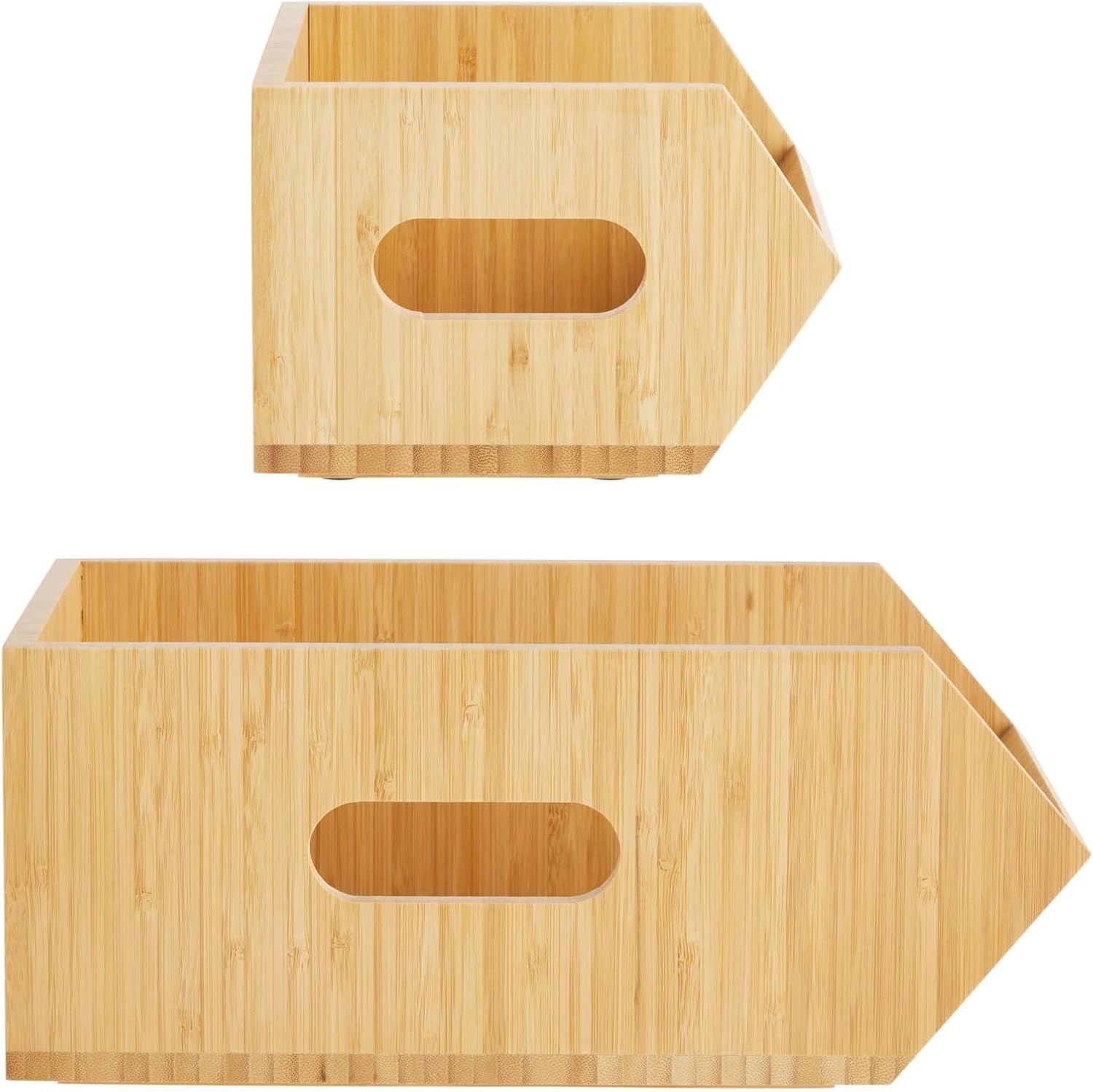 2 Pack Stackable Bamboo Storage Bins for Kitchen Pantry P726