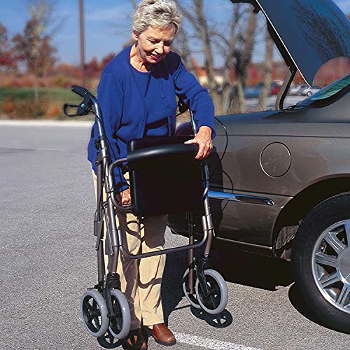 Rollator Walker with Extra Wide Seat and Backrest, Adjustable Height, Burgundy E4900