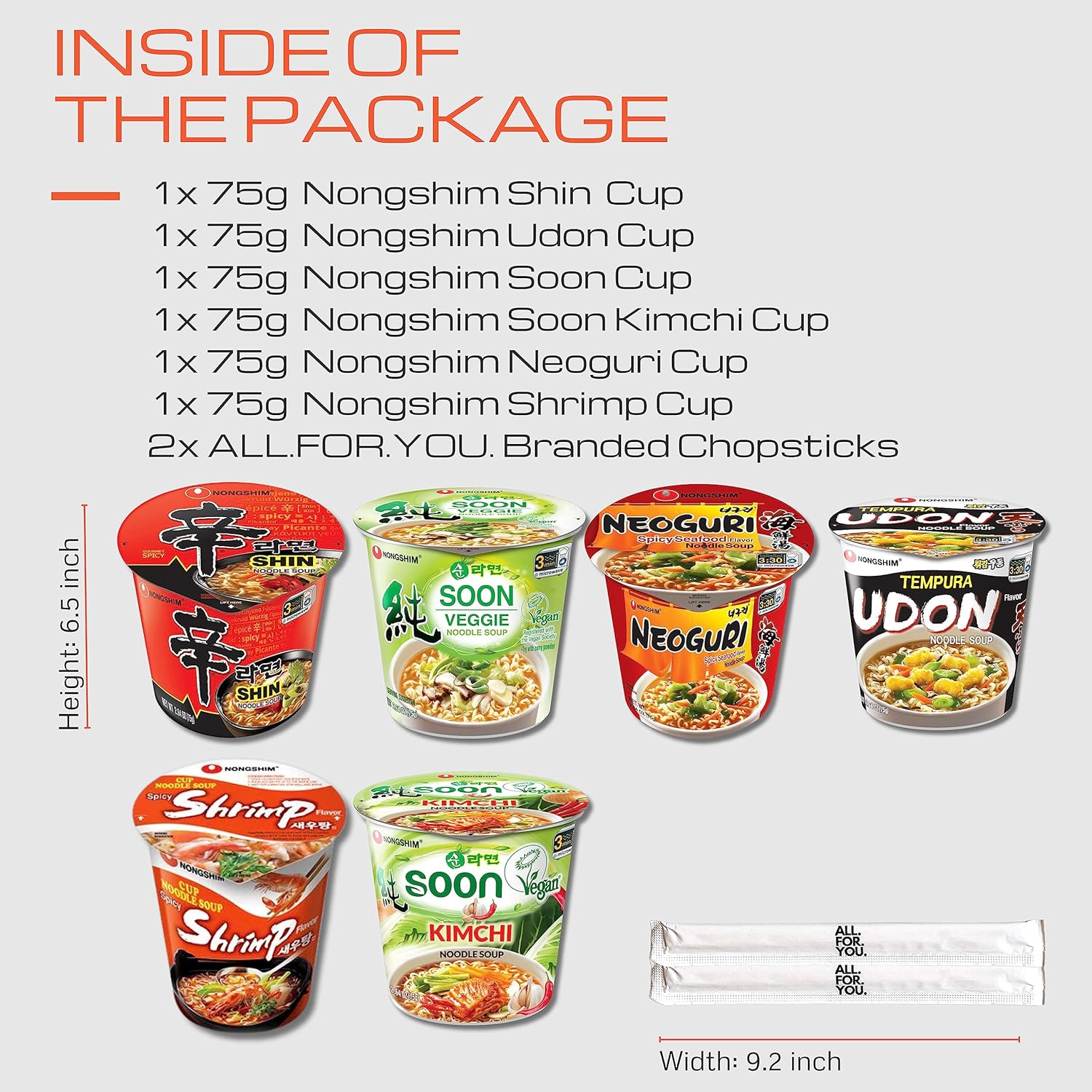 Spicy Ramen Noodle Variety Pack, 6 Cups S5151