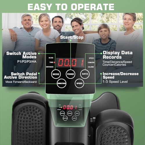 Under Desk Elliptical, Electric Leg Exerciser for Seniors Adults, Quiet Portable Seated Foot Pedal with Remote Control U9082