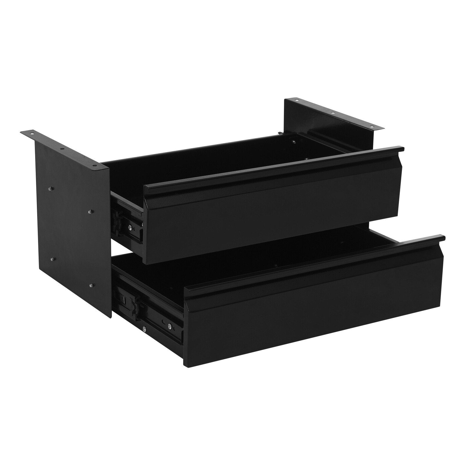 Under Desk Sliding Drawer Organizer, Black Steel Pull-Out Storage Tray F149