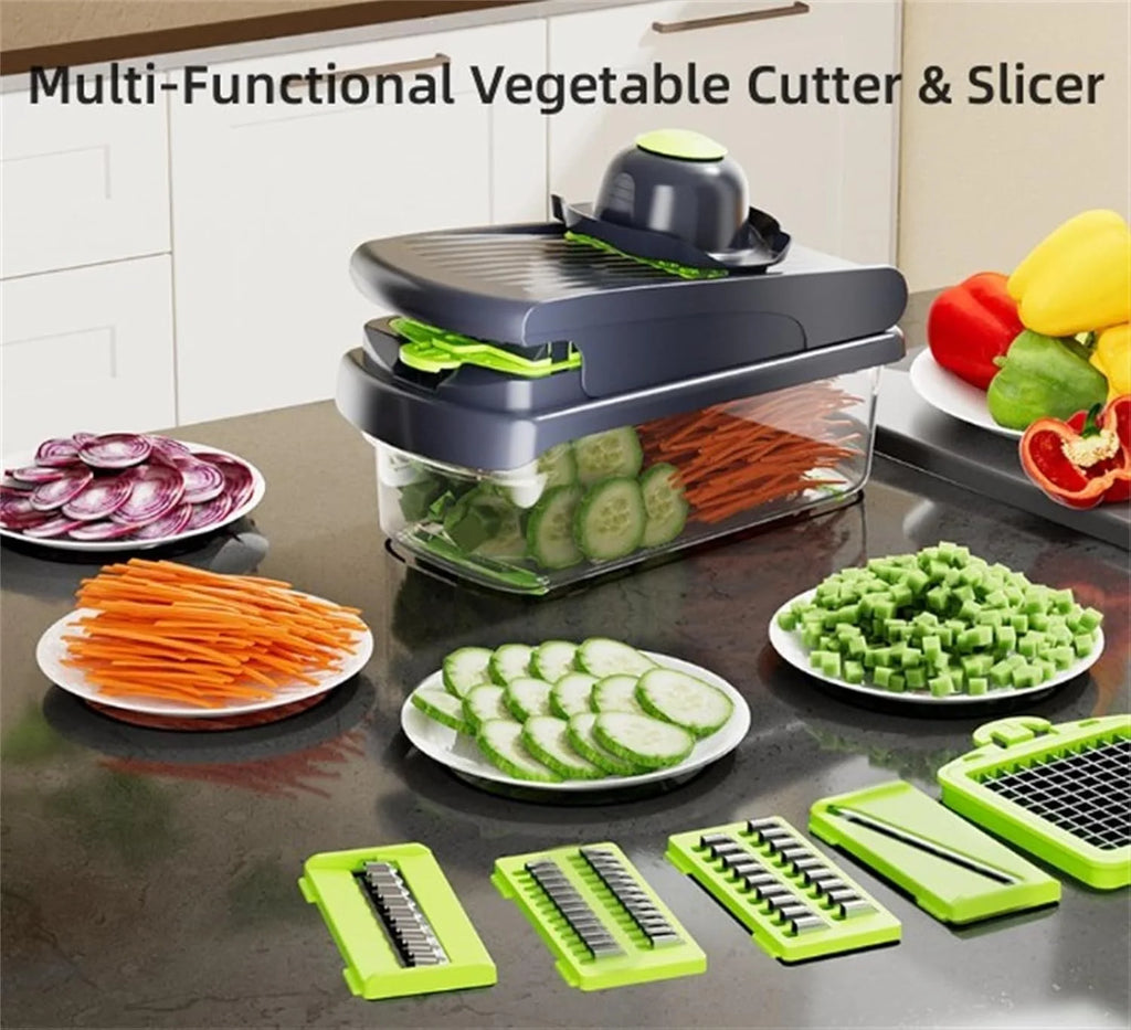 Vegetable Cutter & Slicer with Stainless Steel Blades, Kitchen Gadgets K2489