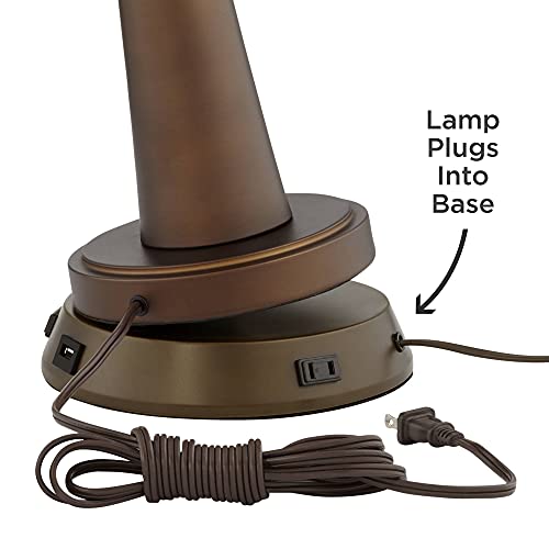 Rustic Industrial Table Lamp with USB and AC Power Outlet, 26" High K916