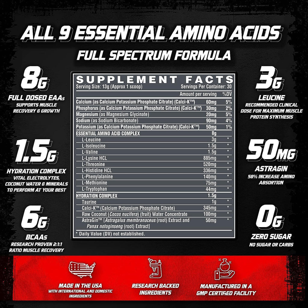 EAA + BCAA Powder with Electrolytes, Maui Twist Flavor, 30 Servings T409
