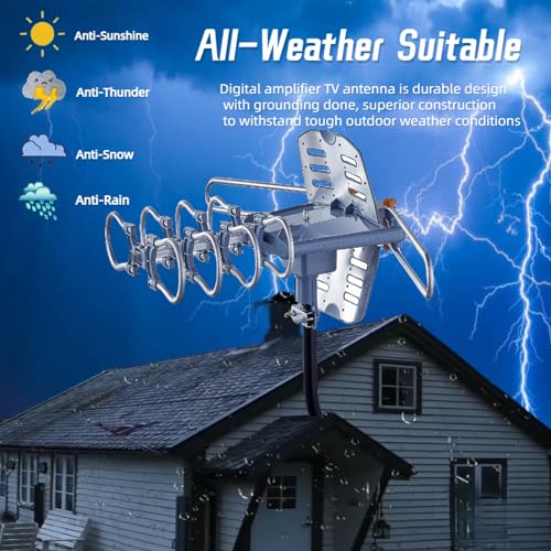 Outdoor TV Antenna, 360° Rotation, Supports 2 TVs P860760