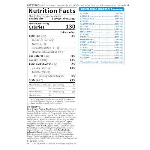 Vanilla Plant Protein Powder with Probiotics and Digestive Enzymes U131796