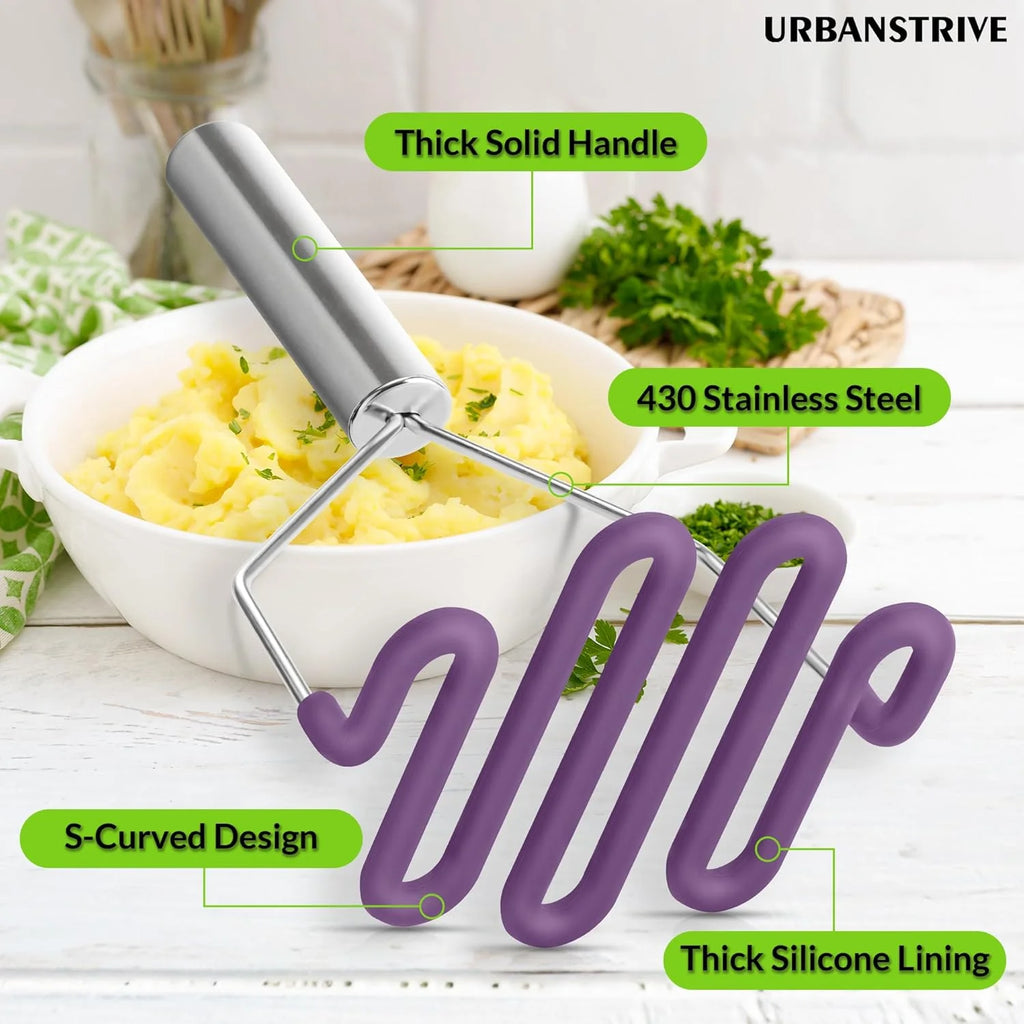Silicone potato masher with stainless steel core J90741