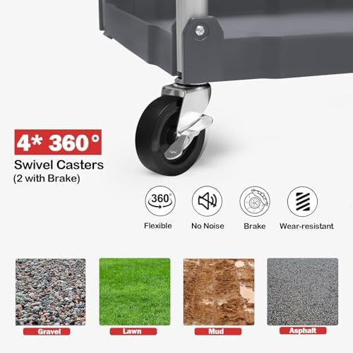 Foldable Utility Cart with Wheels, 3-Tier T7334