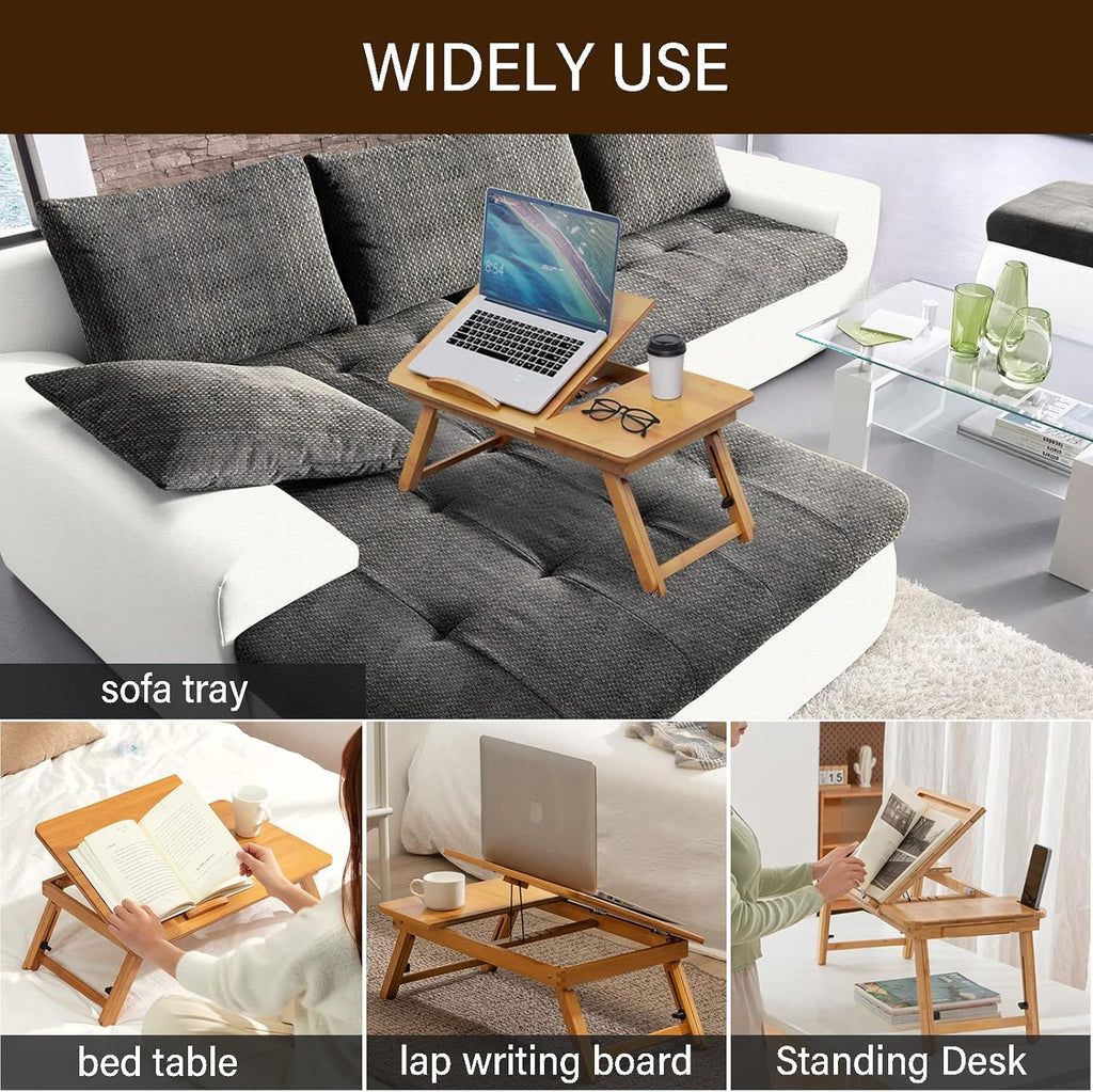 Adjustable Bamboo Laptop Desk Bed Tray N138738