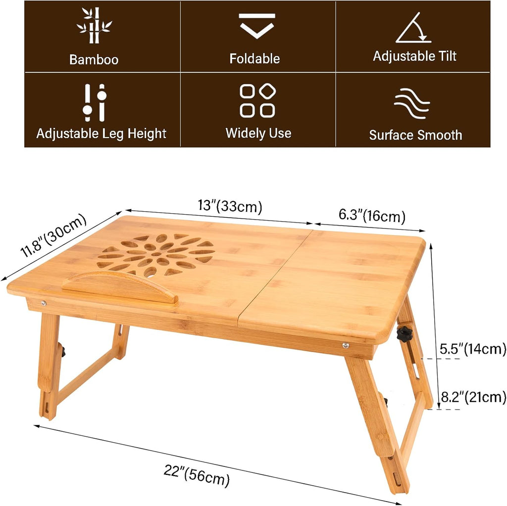 Adjustable Bamboo Laptop Desk Bed Tray N138738