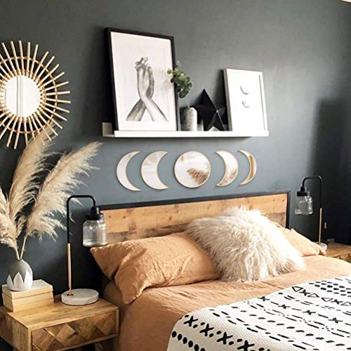 Moon Phase Mirror Set Acrylic Wall Decor for Home Living Room Bedroom L704