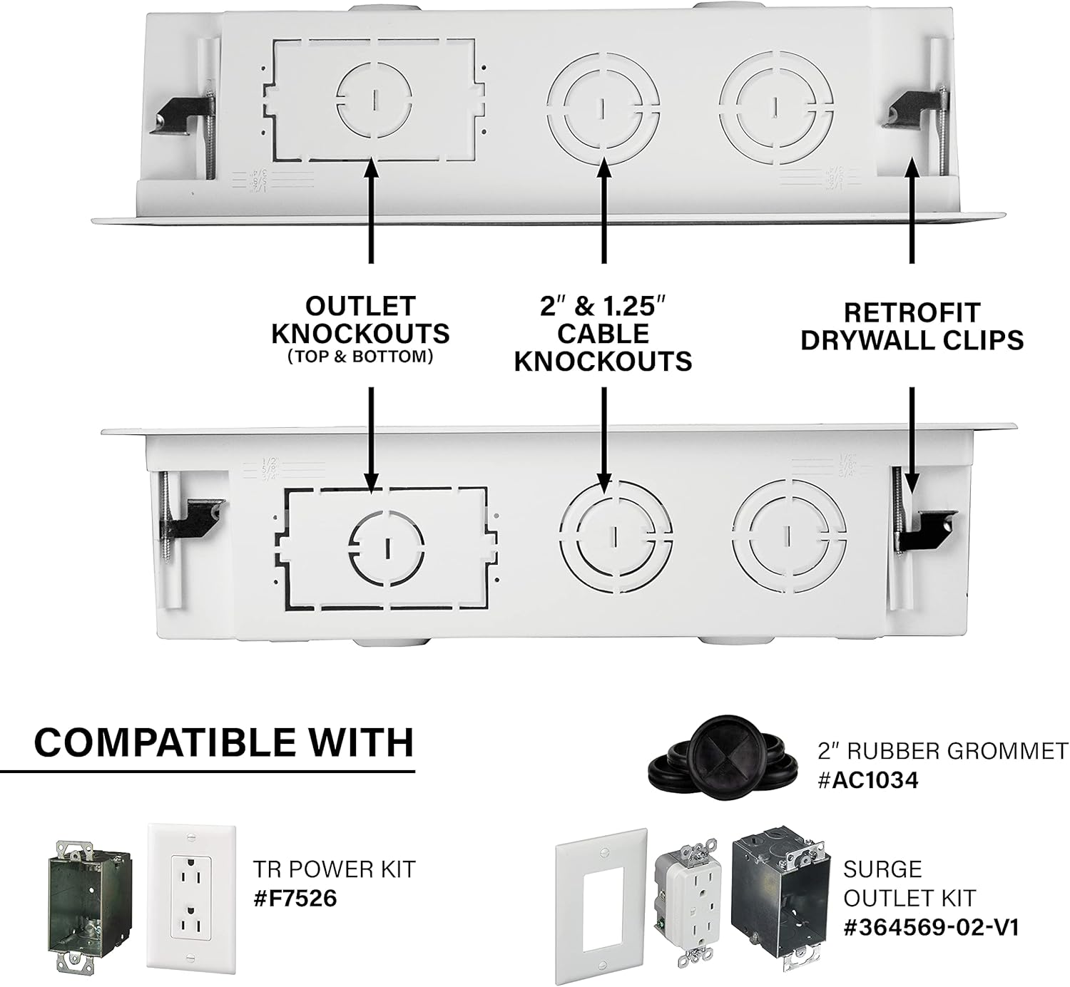 Cable Management Enclosure, 17-Inch Recessed Wall Box, White K143612