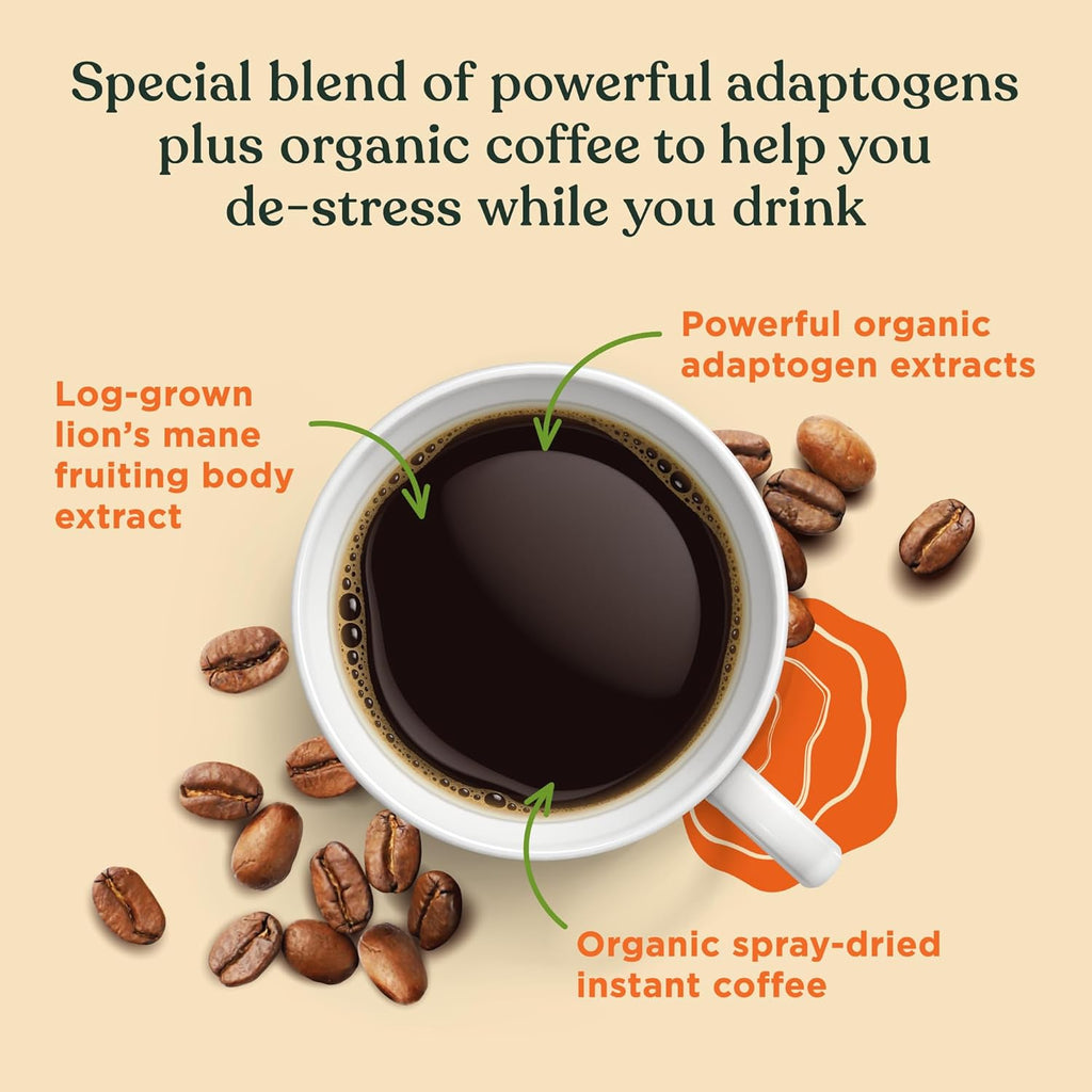 Organic Mushroom Coffee with Lion's Mane and Chaga, Instant Mix, 30 Servings R41635