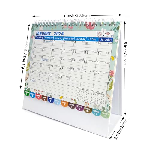 Desk Calendar 2024, Standing Flip 12 Months, Pink Floral E970844