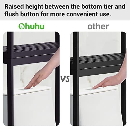 Bamboo 3-Tier Over Toilet Storage Shelf with Paper Holder and Hooks C969