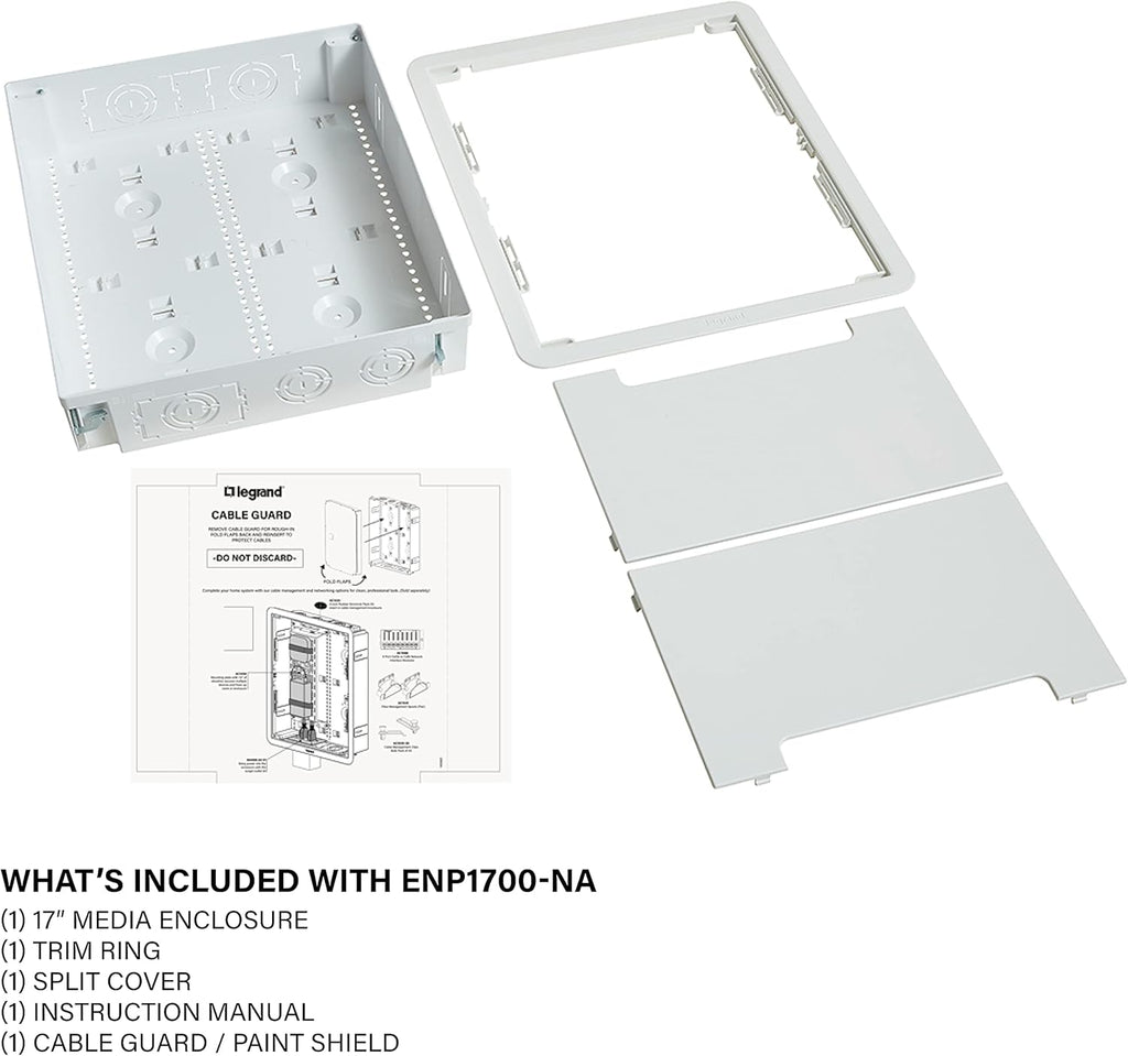 Cable Management Enclosure, 17-Inch Recessed Wall Box, White K143612