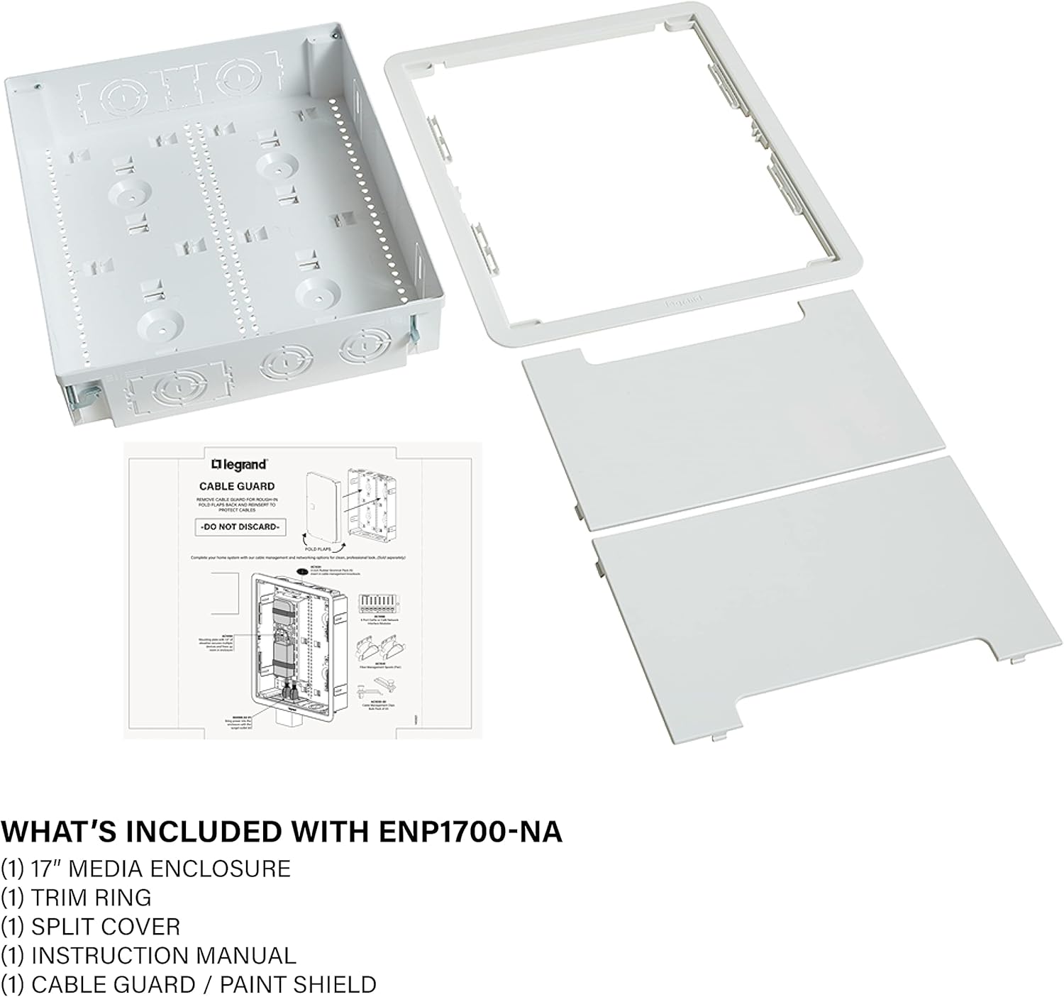 Cable Management Enclosure, 17-Inch Recessed Wall Box, White K143612