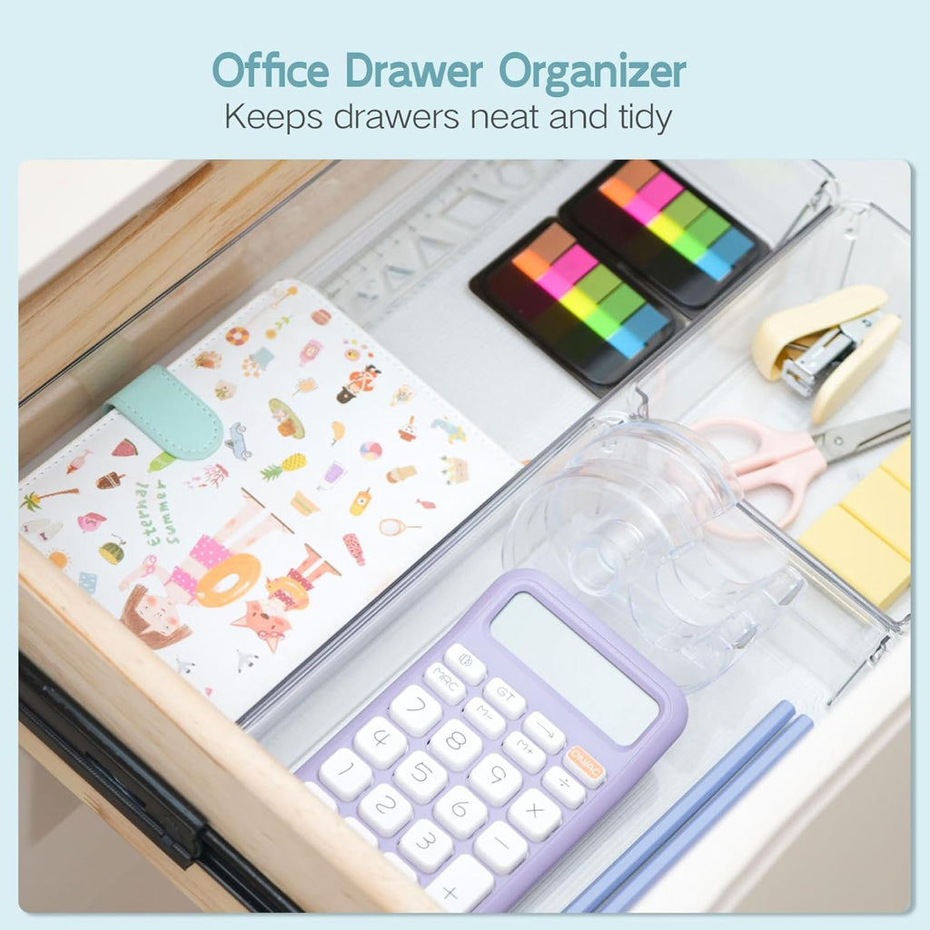 Large Clear Plastic Drawer Organizer Trays, Non-Slip Storage Bins F837049