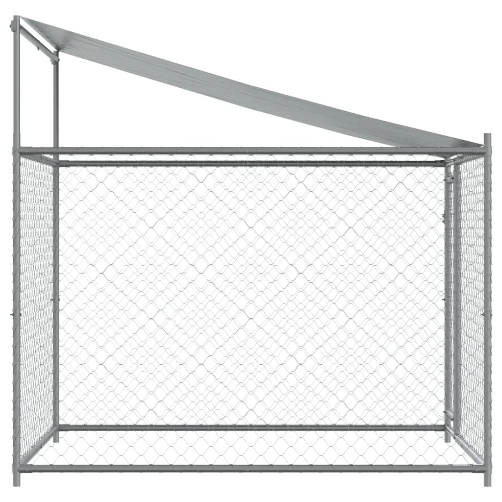 Dog Cage with Roof and Door Gray 6.6x6.6x6.6 ft Galvanized Steel H347568