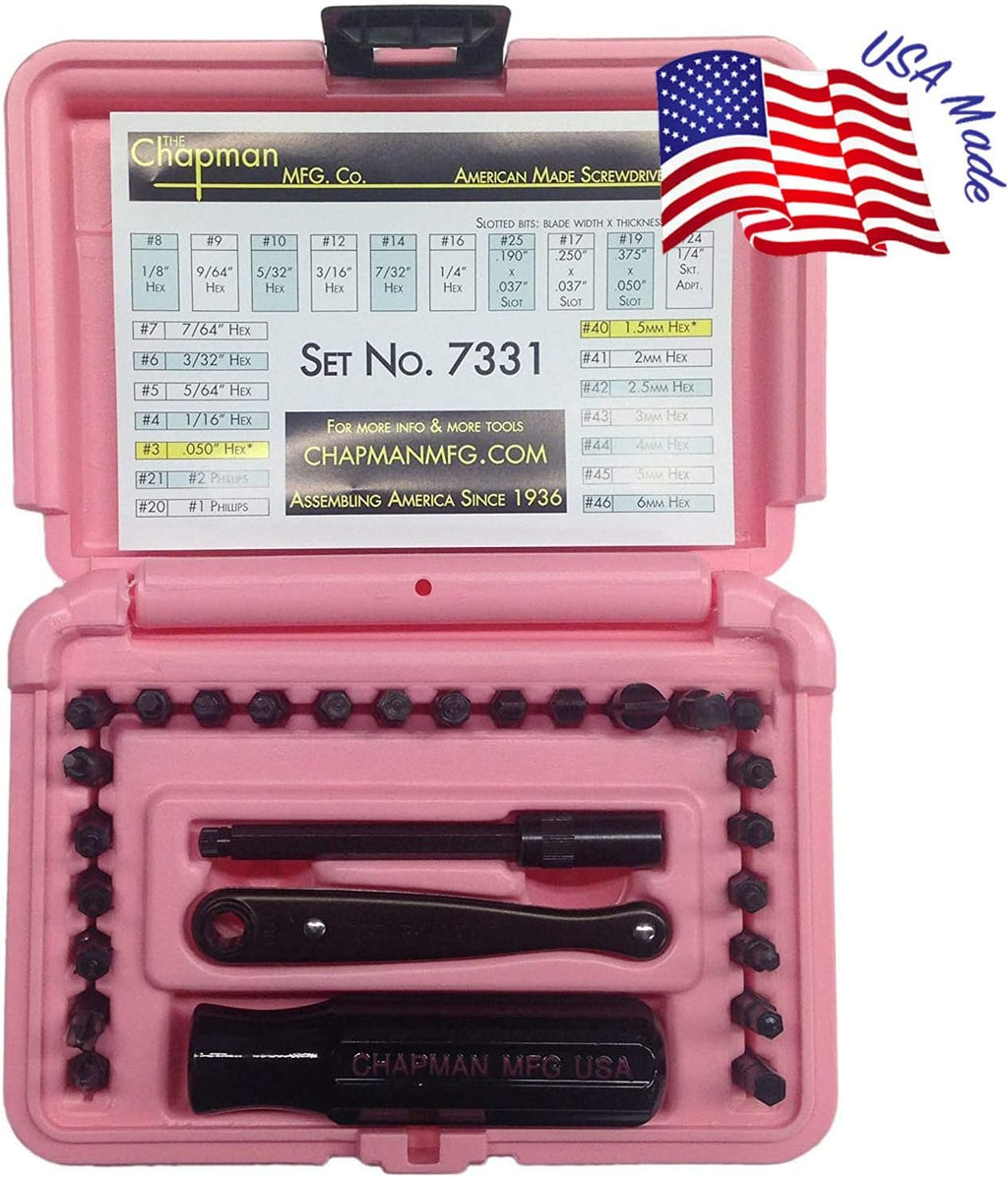 24-Piece Screwdriver Set with Phillips, Hex & Flathead Bits, Mini Ratchet, Yellow Case B528