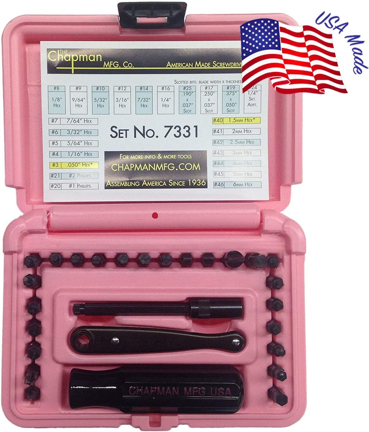 24-Piece Screwdriver Set with Phillips, Hex & Flathead Bits, Mini Ratchet, Yellow Case B528