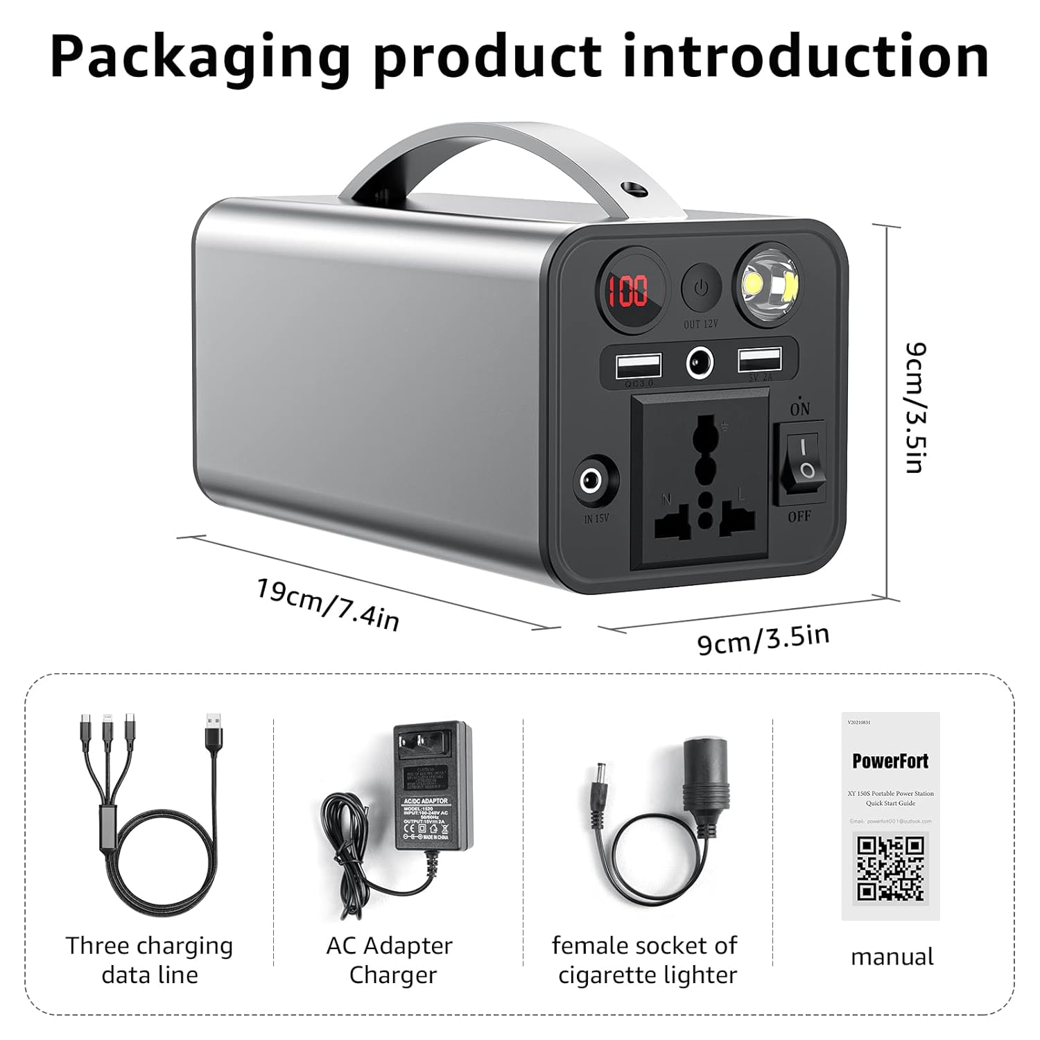 Portable Power Station 150Wh Camping Battery with Dual AC Outlet V26830
