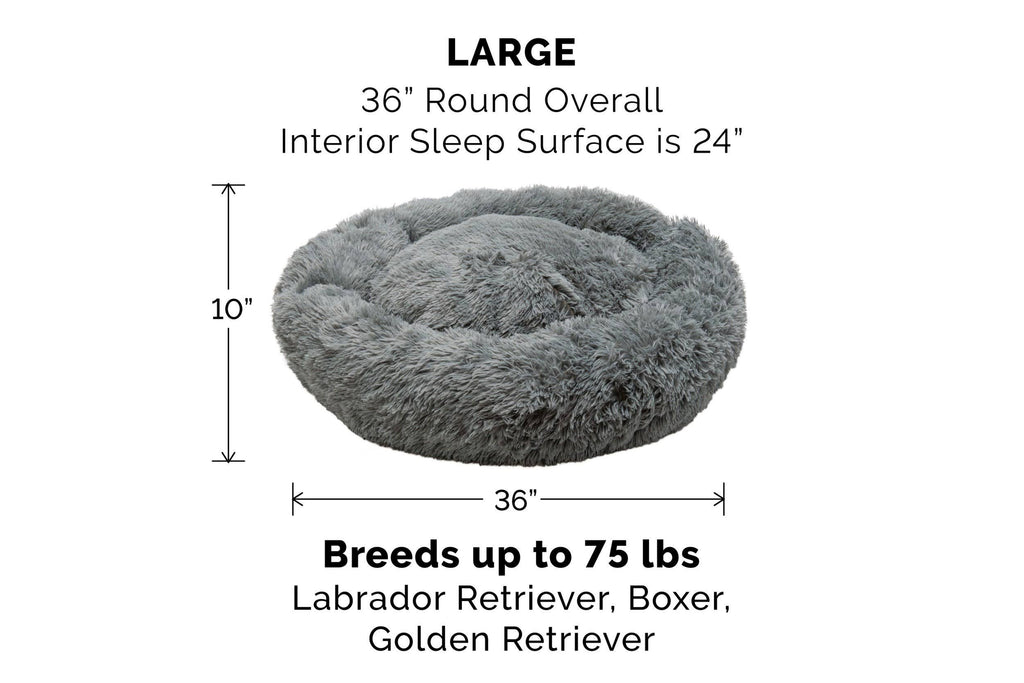 Calming Cuddler Long Fur Donut Dog Bed - Large, Mist Gray F87846