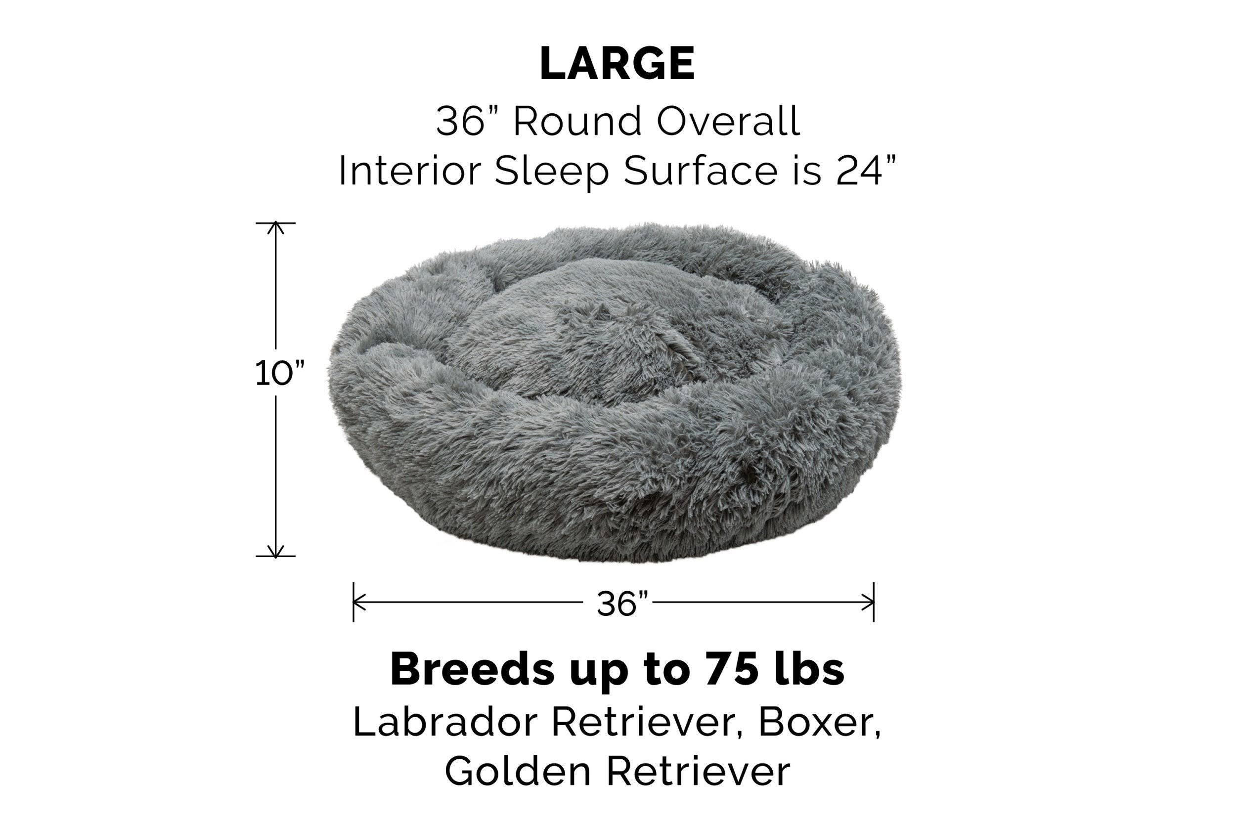 Calming Cuddler Long Fur Donut Dog Bed - Large, Mist Gray F87846