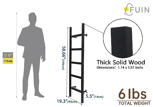 Wall Mounted 57in Wooden Blanket Ladder for Living Room, Black S525885