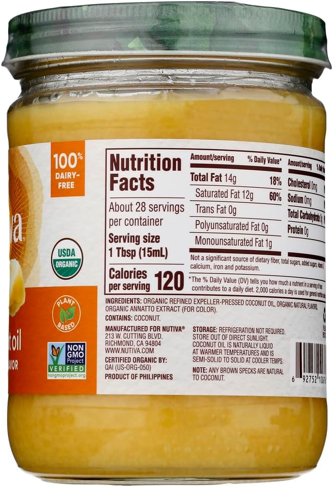 Organic Coconut Oil, Buttery Flavor, 14 fl oz, Pack of 2 B6315