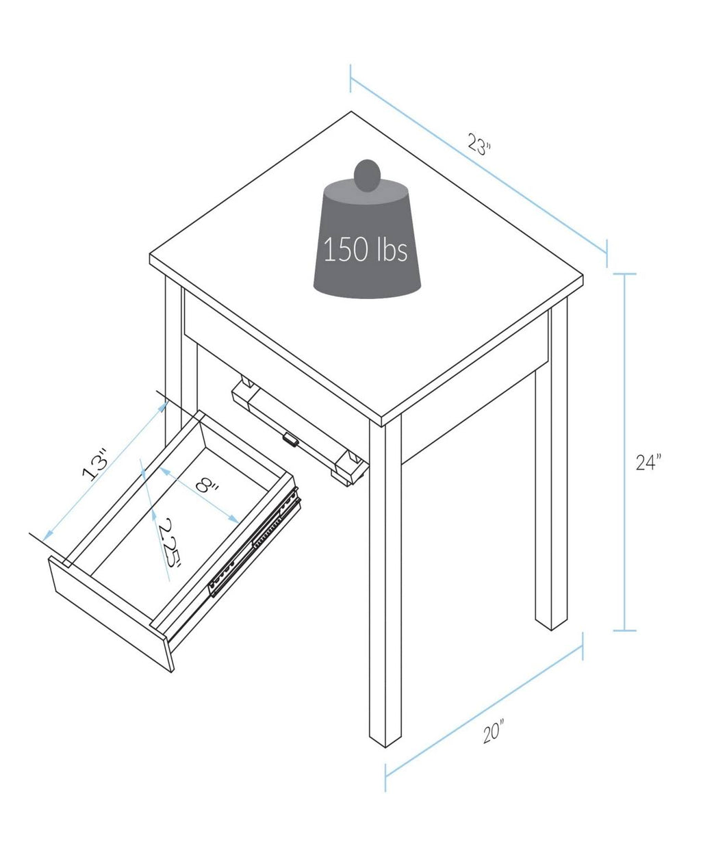 End Table with Concealed Drawer - Brown C5071