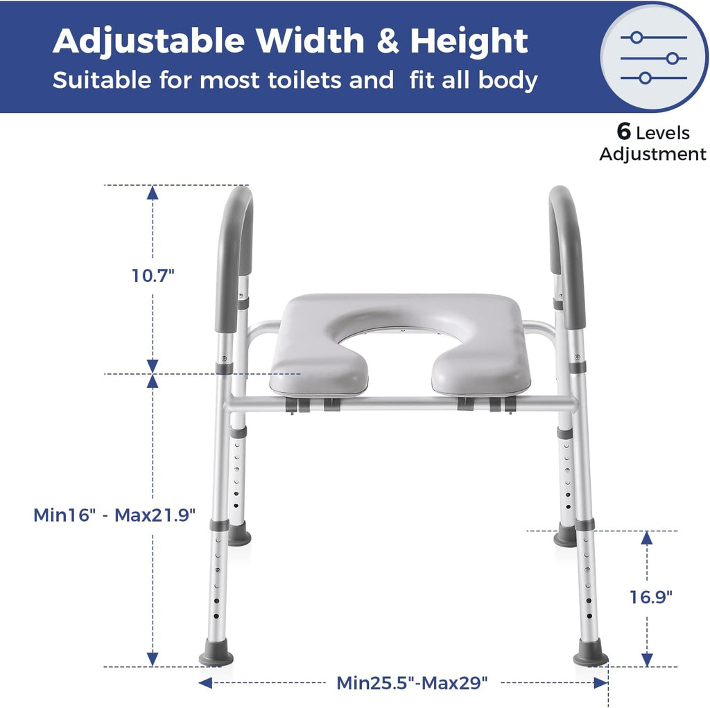 Raised Toilet Seat with Handles, Adjustable Width and Height G1749