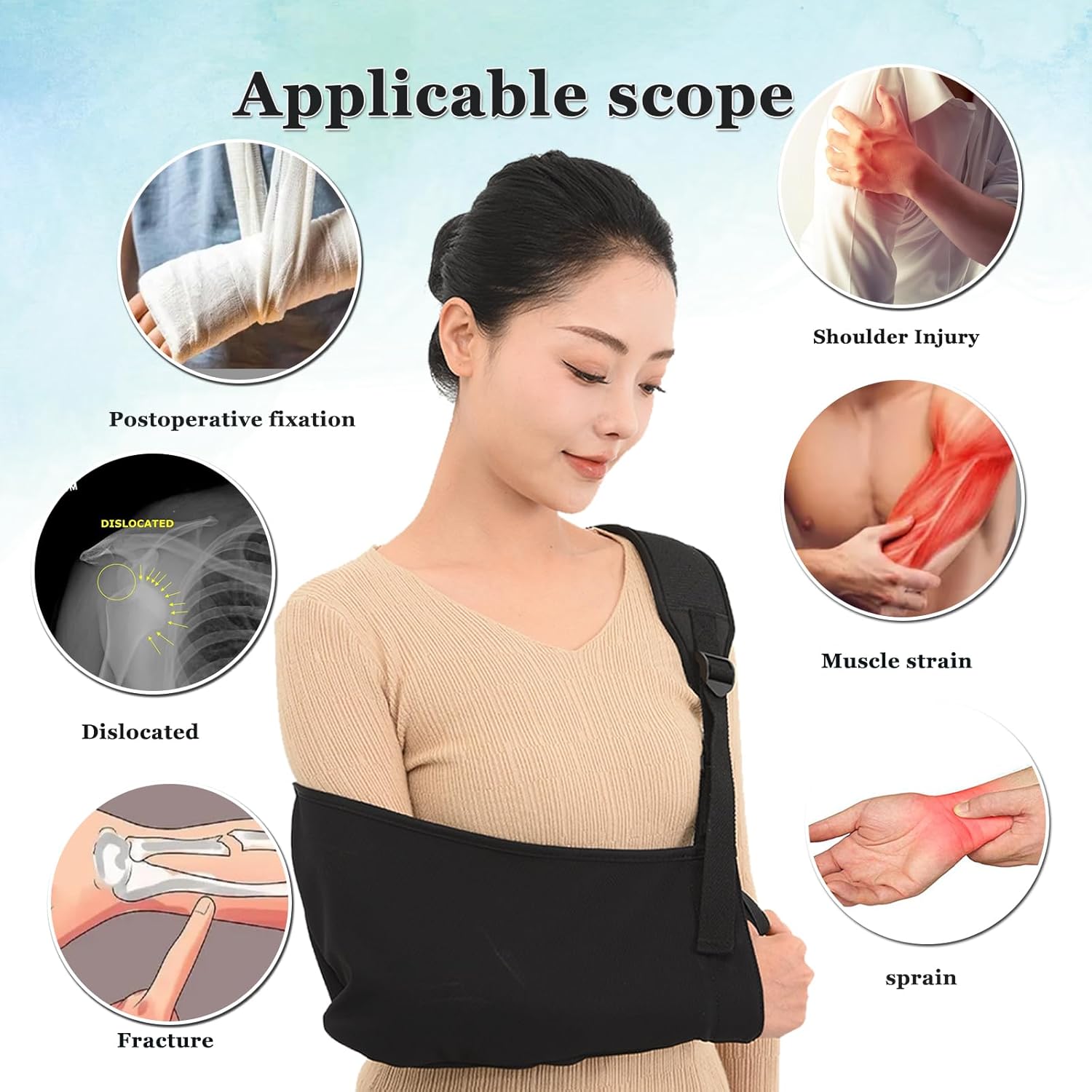 Arm Sling Shoulder Immobilizer Breathable Rotator Cuff Support Brace F217257
