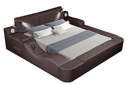 Queen Size Smart Bed Frame with Massage Recliner and Storage G4037