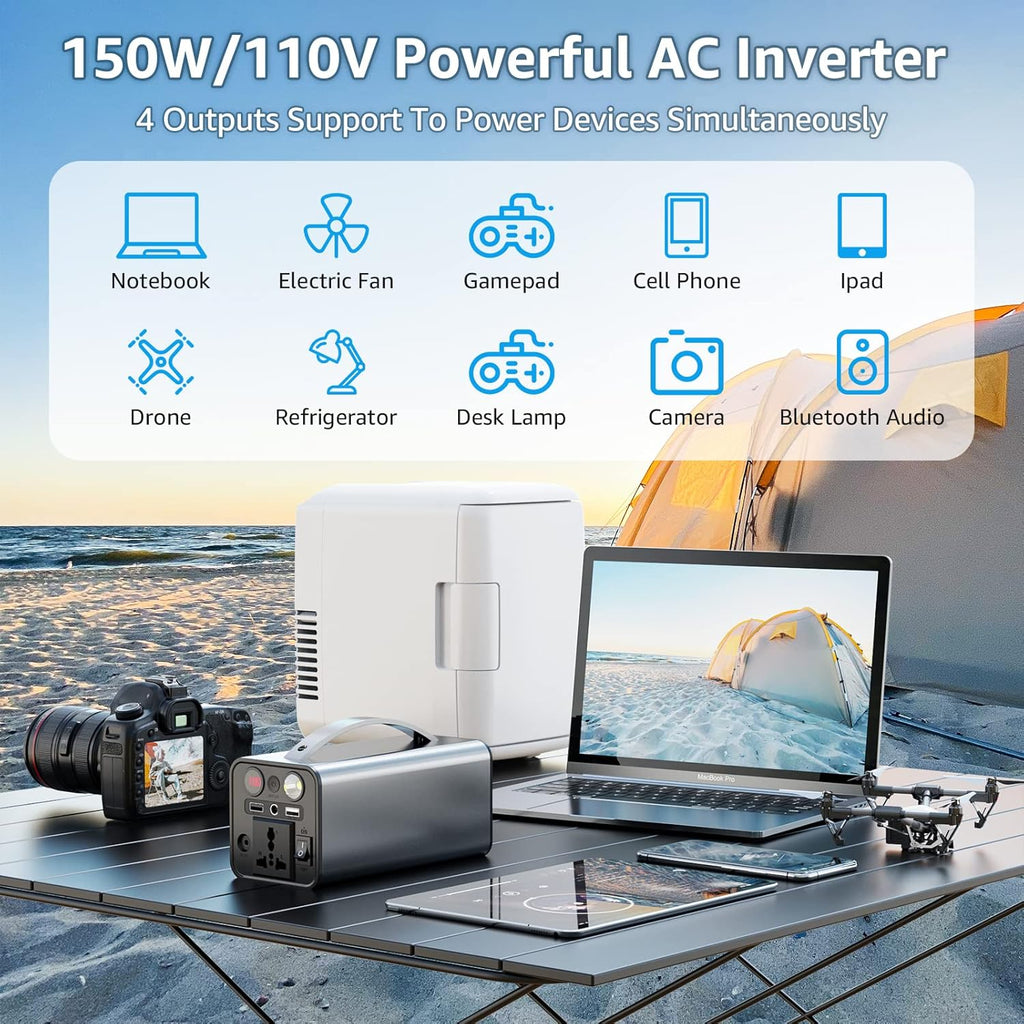 Portable Power Station 150Wh Camping Battery with Dual AC Outlet V26830