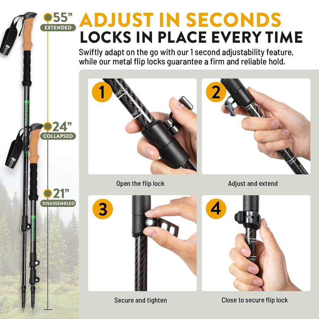 Carbon Fiber Trekking Poles Collapsible Walking T7358