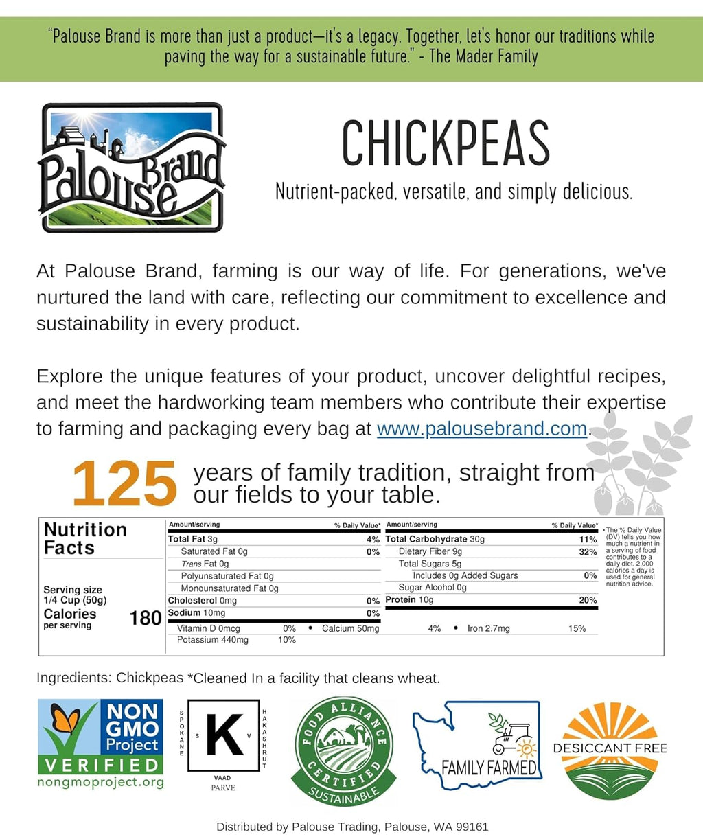 Chickpeas 4 lbs, Non-GMO, Kosher Parve V87718
