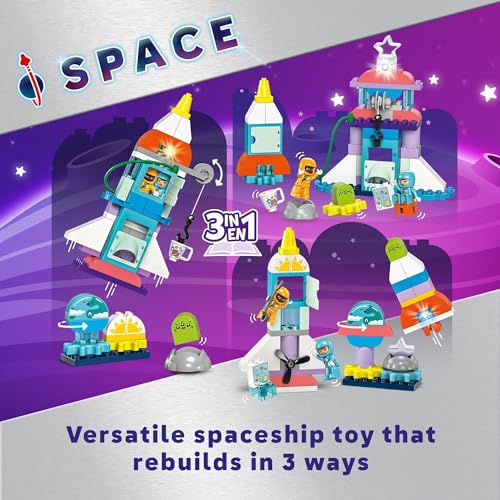 3 in 1 Space Shuttle Adventure Rocket Ship Building Set, Educational Space Discovery Toy for 3-Year-Olds and Up H92470