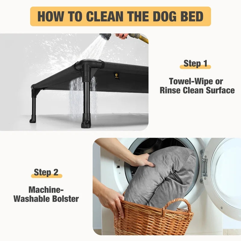 Elevated Dog Bed for Extra Large Dogs, Portable Cooling Cot with Washable Mesh O9973