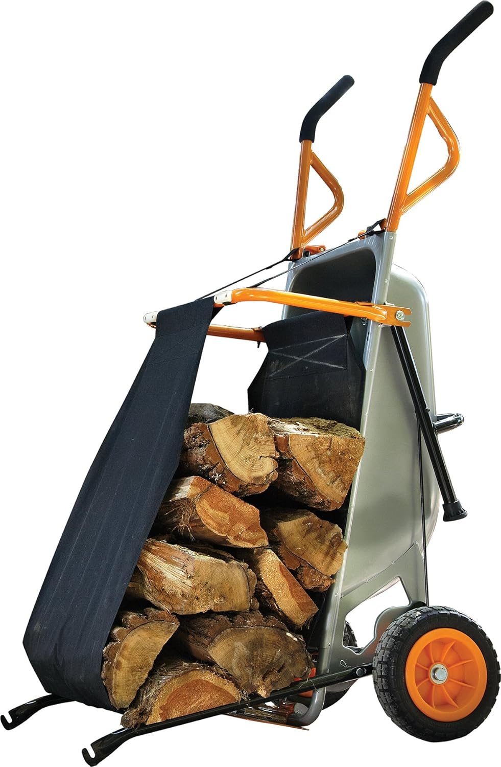 8-in-1 Wheelbarrow Yard Cart Dolly with Firewood Carrier, Orange Q812389