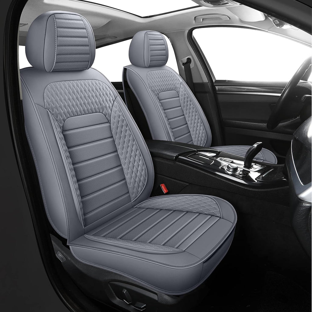 Universal Car Seat Covers Faux Leather Full Set Front Only Grey D827