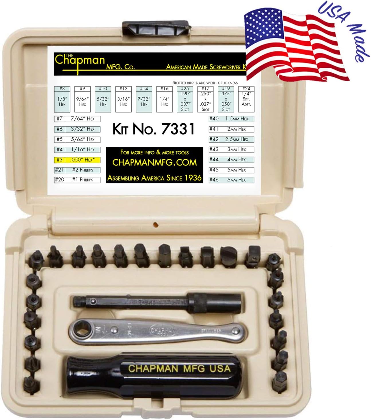 24-Piece Screwdriver Set with Phillips, Hex & Flathead Bits, Mini Ratchet, Yellow Case B528