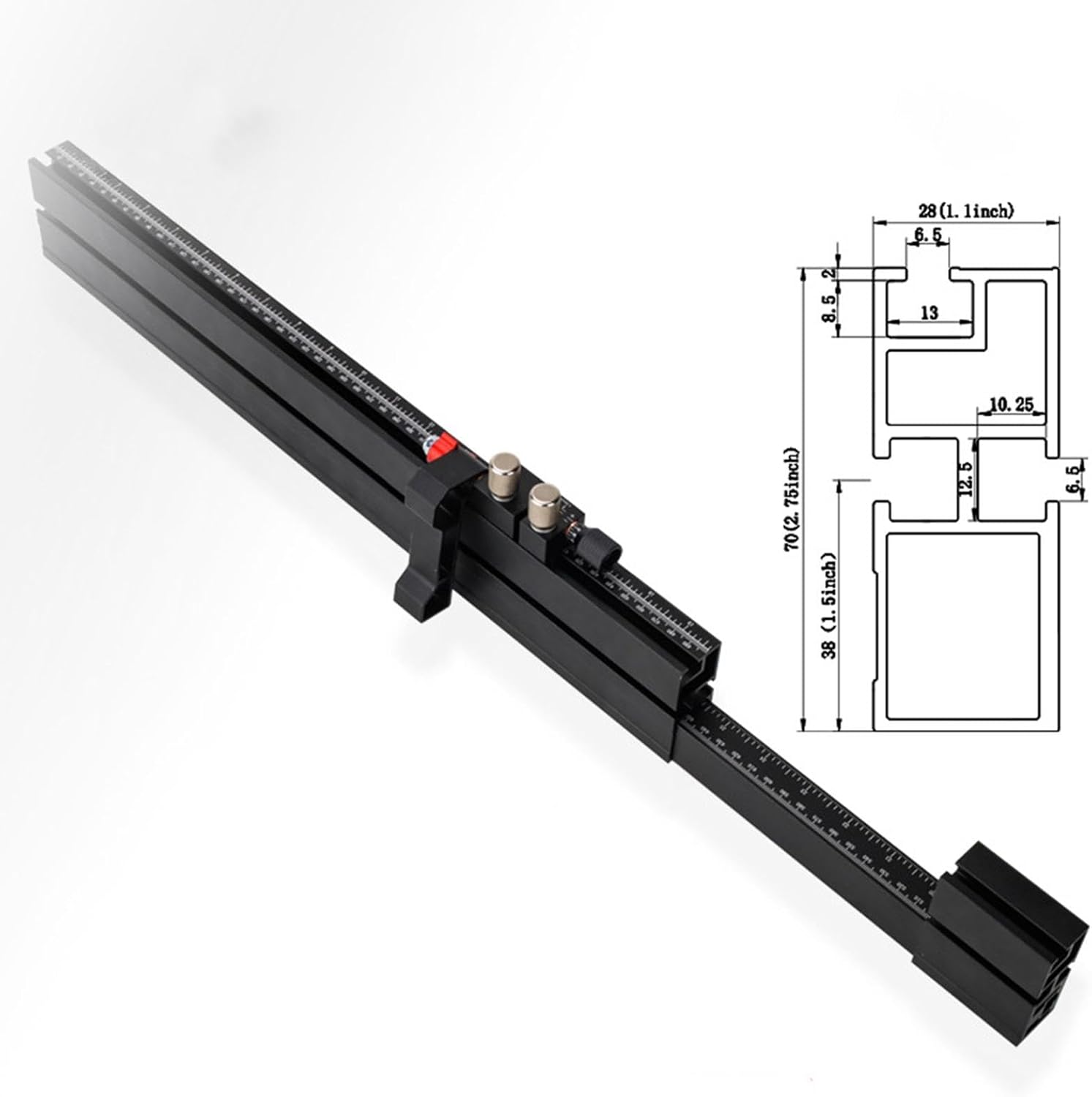 Table Saw Miter Gauge Fence, Telescoping 941mm Double Sided Scale E4982